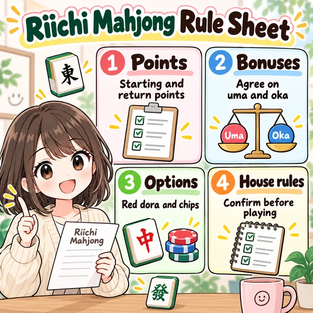 Illustrated mahjong house rules checklist