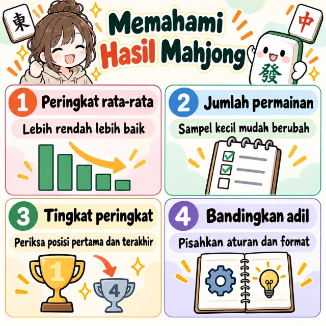 Patokan dan cara membaca rata-rata peringkat mahjong: ilustrasi