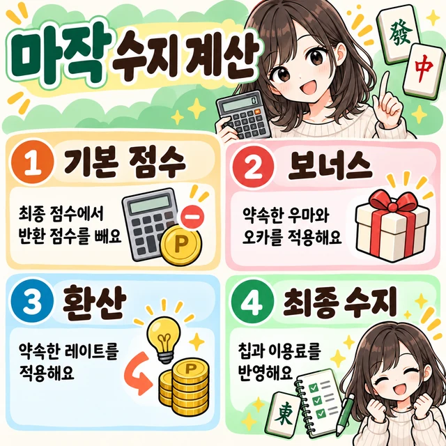 마작 수지 계산 방법 그림 설명