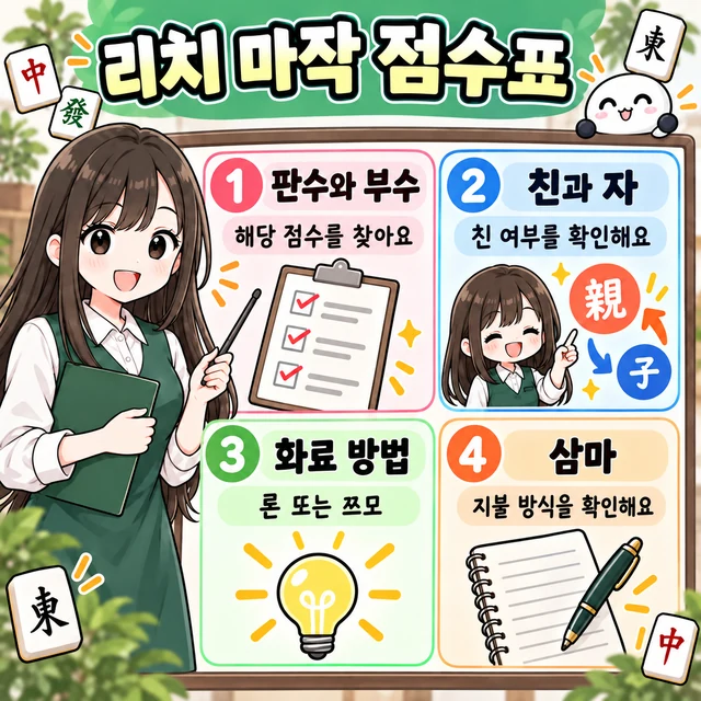 4인·3인 마작 점수표 그림 설명