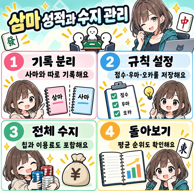 3인 마작 수지 관리 방법 그림 설명