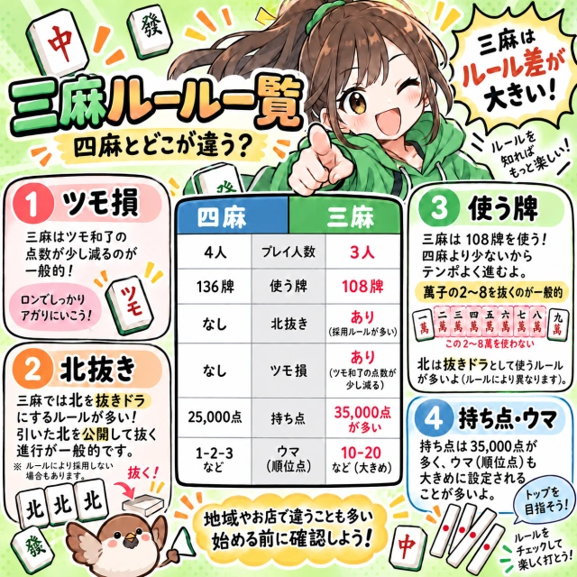 三麻ルール一覧の図解
