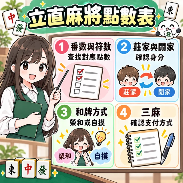 四人麻將與三人麻將點數表圖解
